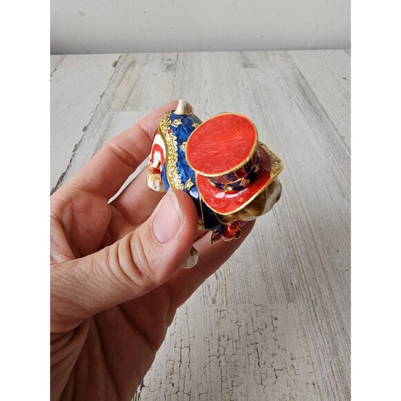 Kalifano bulldog jeweled trinket box keepsake jewelry rhinestone Americana patri - Picture 4 of 8